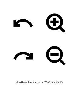 Conjunto de Ícones Essenciais da Interface do Usuário - Desfazer Elementos de Ação Refazer Ampliar e Reduzir