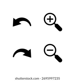 Conjunto de Ícones Essenciais da Interface do Usuário - Desfazer Elementos de Ação Refazer Ampliar e Reduzir