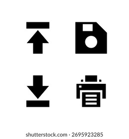 Conjunto de Ícones da Interface do Usuário Essencial - Carregar Elementos de Ação Salvar e Imprimir Download