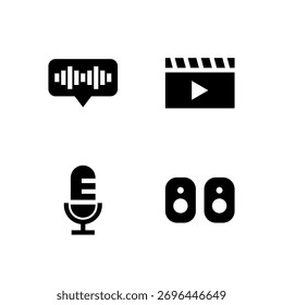 Essential UI Icon Set - Voice Video Microphone and Speaker Media Elements