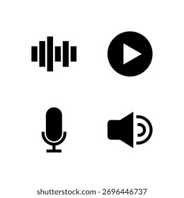 Essential UI Icon Set - Sprachvideo-Mikrofon und Lautsprecher-Medienelemente