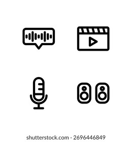 Essential UI Icon Set - Sprachvideo-Mikrofon und Lautsprecher-Medienelemente