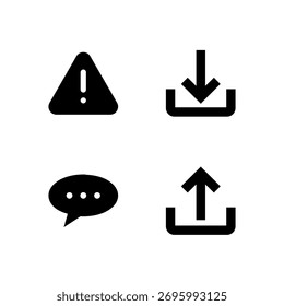 Conjunto de iconos de interfaz de usuario esencial - Elementos de comunicación de bandeja de entrada y de salida de mensajes de advertencia