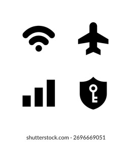 Essential UI Icon Set - WiFi VPN Signal und Flugzeugmodus Verbindungselemente