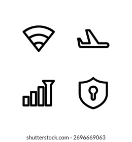 Essential UI Icon Set - WiFi VPN Signal und Flugzeugmodus Verbindungselemente