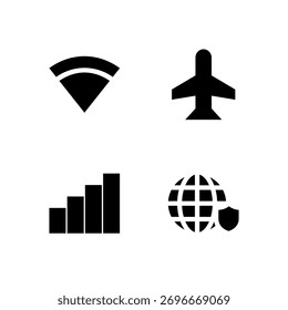 Essential UI Icon Set - WiFi VPN Signal und Flugzeugmodus Verbindungselemente
