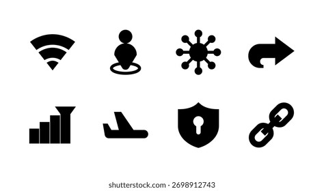 Essential UI Icon Set - WiFi Signal Network VPN und Verbindungselemente
