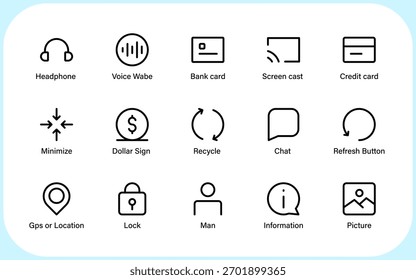 Colección de iconos de interfaz de usuario esenciales. Con App modernos y plataformas digitales Elementos funcionales y símbolos creativos