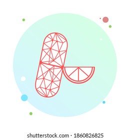 Essential vitamin and mineral complex in circle icon. Vector creative design vitamin pill capsule. Multi vitamin complex in round icon. Multivitamin supplement, vitamin logo. Diet infographic poster. 