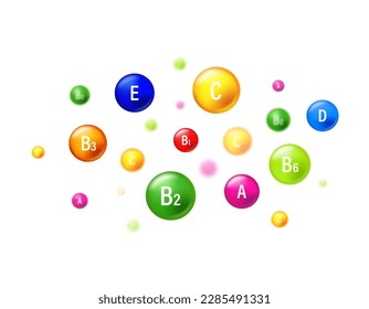 Essential vitamin and mineral complex. Multivitamins capsules isolated on blue background