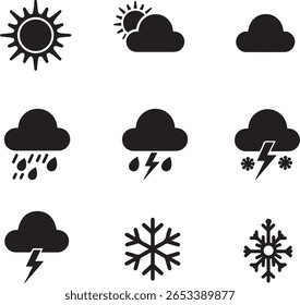 Conjunto de iconos de pronóstico de Clima esencial 25 iconos vectoriales de alta calidad 