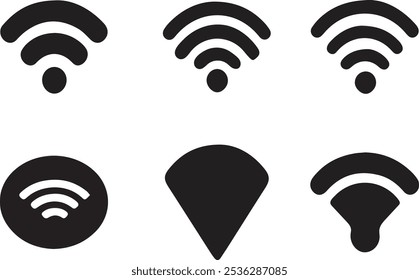 Conjunto de iconos Wi-Fi esenciales: Imágenes vectoriales de alta calidad para el diseño de conectividad.