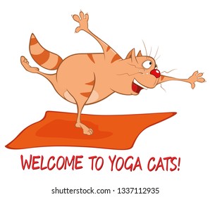 Essential Yoga Poses for Cats. Vector Illustration of a Cute Cat. Cartoon Character 