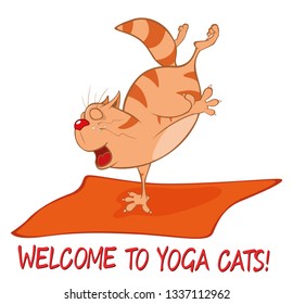 Essential Yoga Poses for Cats. Vector Illustration of a Cute Cat. Cartoon Character 