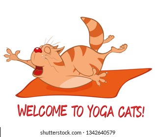 Essential Yoga Poses for Cats. Vector Illustration of a Cute Cat. Cartoon Character 