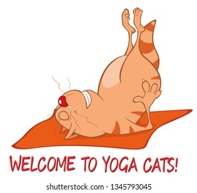 Essential Yoga Poses for Cats. Vector Illustration of a Cute Cat. Cartoon Character 