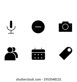Essentials botton icon pack, black and white theme. on a white background