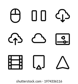 essentials icon set outline flat style for presentation, and social media