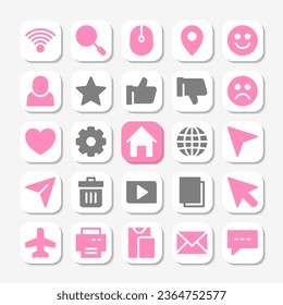 Essentials icons in glyph style for user interface, mobile and website design. Including wifi, star, rating, love, home, and others.