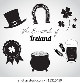 The essentials of Ireland - icon collection. Vector art.