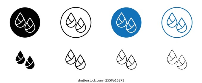 Essentials oil drop icon set in black and blue colors