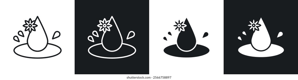 Essentials oil drop icons in Thin line black color. flat simple vector symbols illustration.