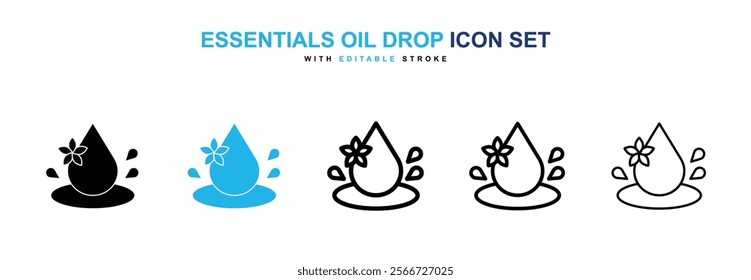 Essentials oil drop icons vector collection pack.