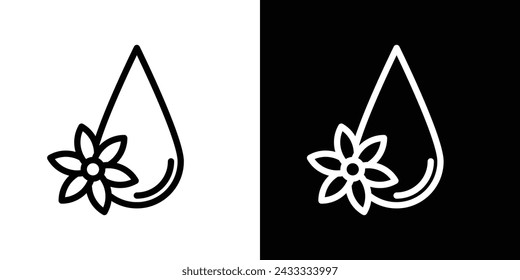 Essentials Oil Drop Line Icon on White Background for web.