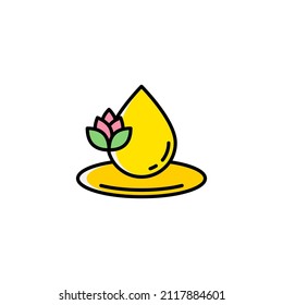 Essentials oil drop splash color icon. linear style sign for mobile concept and web design. Drop and flower outline vector icon. Spa treatment symbol, logo illustration. Vector graphics