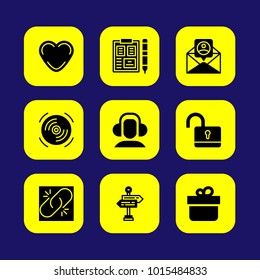 Essentials vector icon set. lock, mail, compact disk and letter