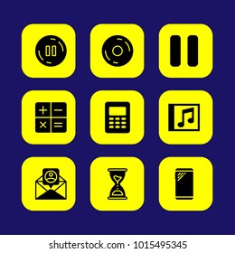 Essentials vector icon set. record button, letter, pause and record