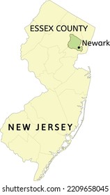 Essex County And City Of Newark Location On New Jersey State Map