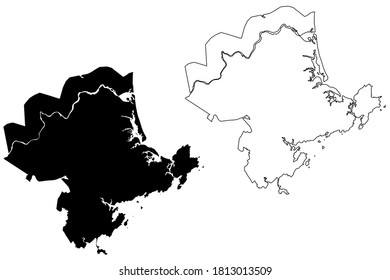 Essex County, Commonwealth Of Massachusetts (U.S. County, United States Of America, USA, U.S., US) Map Vector Illustration, Scribble Sketch Essex Map