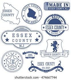 Essex County, New Jersey. Set Of Generic Stamps And Signs.