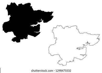 Essex (United Kingdom, England, Non-metropolitan county, shire county) map vector illustration, scribble sketch Essex map