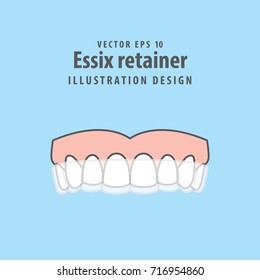 Essix retainer illustration vector on blue background. Dental concept.