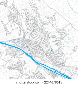 EsslingenamNeckar, Baden-Wuerttemberg, Germany high resolution vector map with editable paths. Bright outlines for main roads. Use it for any printed and digital background. 