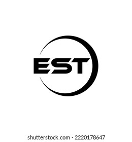 EST-Brief-Logo-Design in Illustration. Vektorlogo, kalligraphische Designs für Logo, Poster, Einladung, etc.