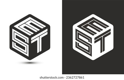 EST letter logo design with illustrator cube logo, vector logo modern alphabet font overlap style. Premium Business logo icon. White color on black background