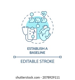 Establish baseline blue concept icon. Annual checkups reason abstract idea thin line illustration. Personal information of patient. Vector isolated outline color drawing. Editable stroke