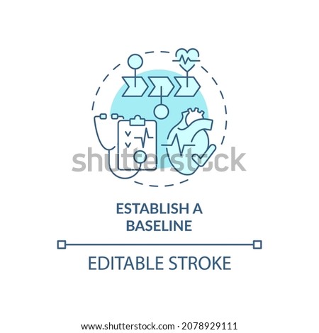 Establish baseline blue concept icon. Annual checkups reason abstract idea thin line illustration. Personal information of patient. Vector isolated outline color drawing. Editable stroke
