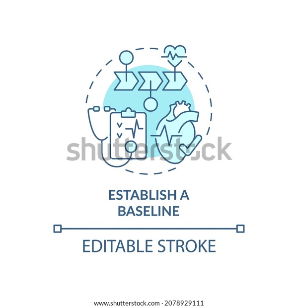 Establish\
baseline blue concept icon. Annual checkups reason abstract idea\
thin line illustration. Personal information of patient. Vector\
isolated outline color drawing. Editable\
stroke