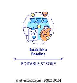 Establish baseline concept icon. Annual checkups reason abstract idea thin line illustration. Personal information and health issues of patient. Vector isolated outline color drawing. Editable stroke