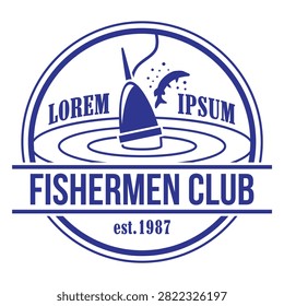 Establish a classic brand identity with this premium fishing equipment round stamp logo design. Formatted as a traditional circular seal emblem, the central artwork features a dynamic silhouette of a jumping salmon fish splashing through water waves in front of crossed rowing oars. Framed within a clean double-ring border featuring bold circular typography and decorative accent stars, this versatile blue vector graphic template is ideal for outdoor sports equipment manufacturers, local bait and tackle shops, marine charter businesses, and sporting apparel branding.#FishingLogo #FishingEquipment #AnglingGear #FishingStamp #SalmonSilhouette #OutdoorSportLogo #VintageEmblem #VectorGraphic #BrandIdentity #TackleShopDesign