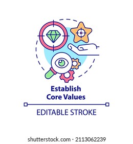 Establish core values concept icon. Provide business transparency abstract idea thin line illustration. Isolated outline drawing. Editable stroke. Roboto-Medium, Myriad Pro-Bold fonts used