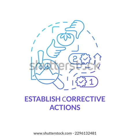 Establish corrective actions blue gradient concept icon. Build manipulation plan. HACCP principle abstract idea thin line illustration. Isolated outline drawing. Myriad Pro-Bold font used
