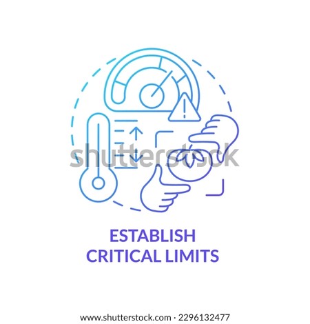 Establish critical limits blue gradient concept icon. Evaluate contamination risks. HACCP principle abstract idea thin line illustration. Isolated outline drawing. Myriad Pro-Bold font used