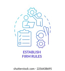 Establish firm rules blue gradient concept icon. Tip for coaching abstract idea thin line illustration. Agreement with mentee. Set boundaries. Isolated outline drawing. Myriad Pro-Bold font used