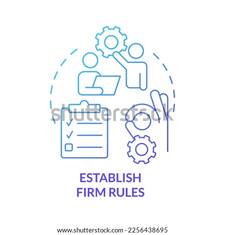 Establish firm rules blue gradient concept icon. Tip for coaching abstract idea thin line illustration. Agreement with mentee. Set boundaries. Isolated outline drawing. Myriad Pro-Bold font used