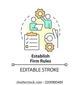 Establish firm rules concept icon. Tip for coaching abstract idea thin line illustration. Agreement with mentee. Isolated outline drawing. Editable stroke. Arial, Myriad Pro-Bold fonts used